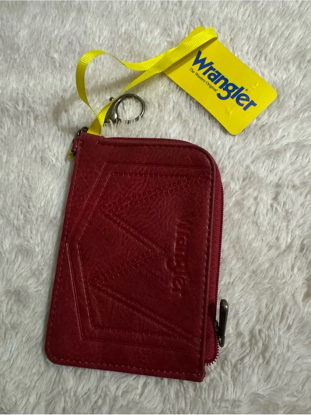 Wrangler Burgundy Leather Card Wallet with Key Clip